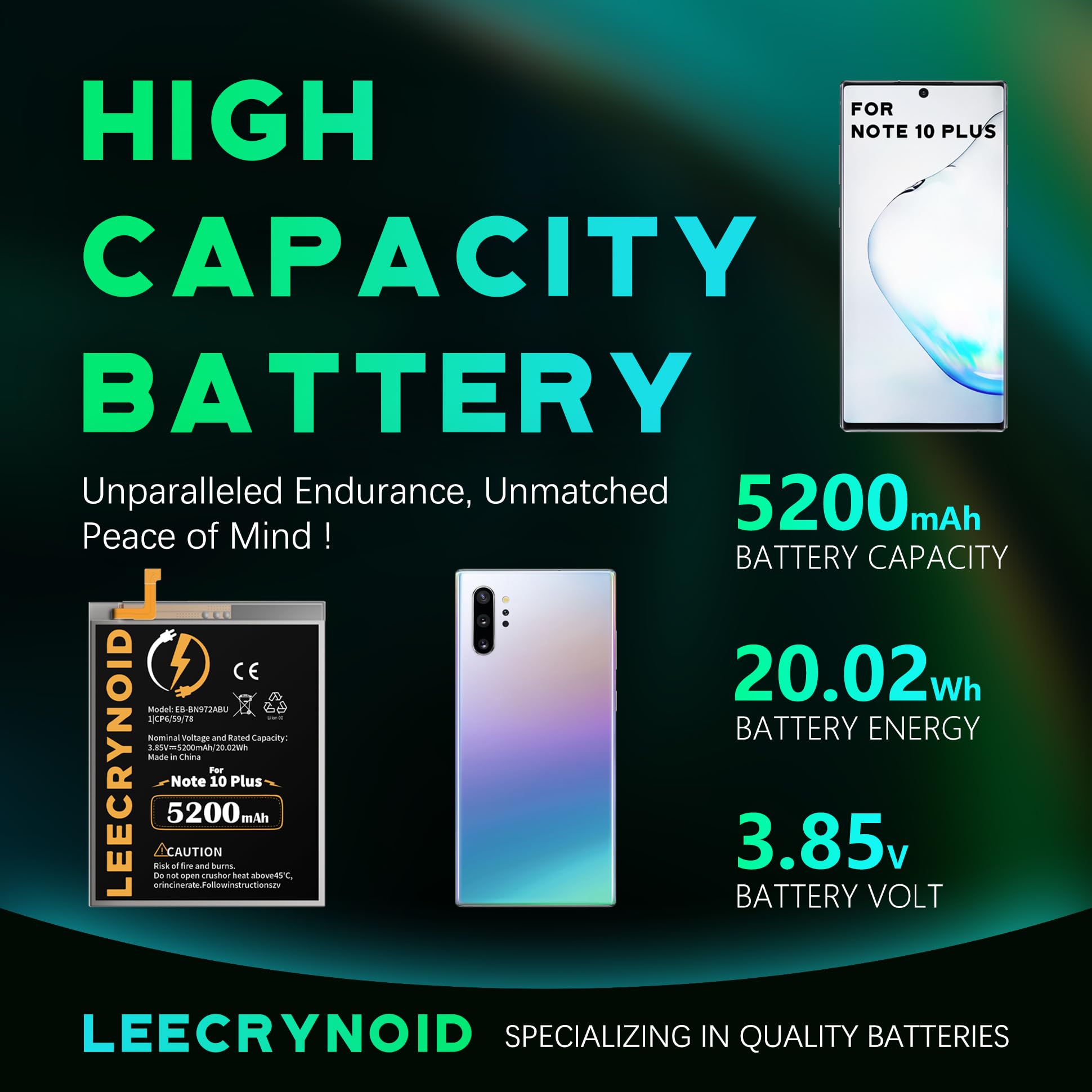 LeeCrynoid for Samsung GalaxyNote 10 Plus Battery, 5200mAh (New Upgraded) Replacement Battery for Samsung Galaxy Note 10+ Note 10 Plus SM-N975F SM-N975F/DS with Professional Repair Tool Kits