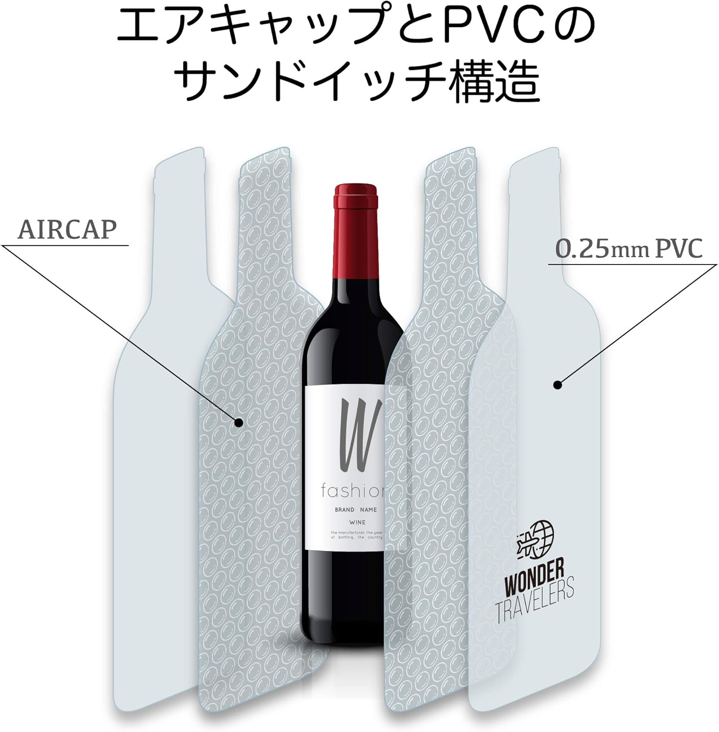 Amazon Co Jp Wonder Travelers ワインボトル保護バッグ 瓶を安全にオシャレに持ち運び 日本酒 ビール 洋酒をラッピング 4枚セット 旅行用品 旅行小物 通販