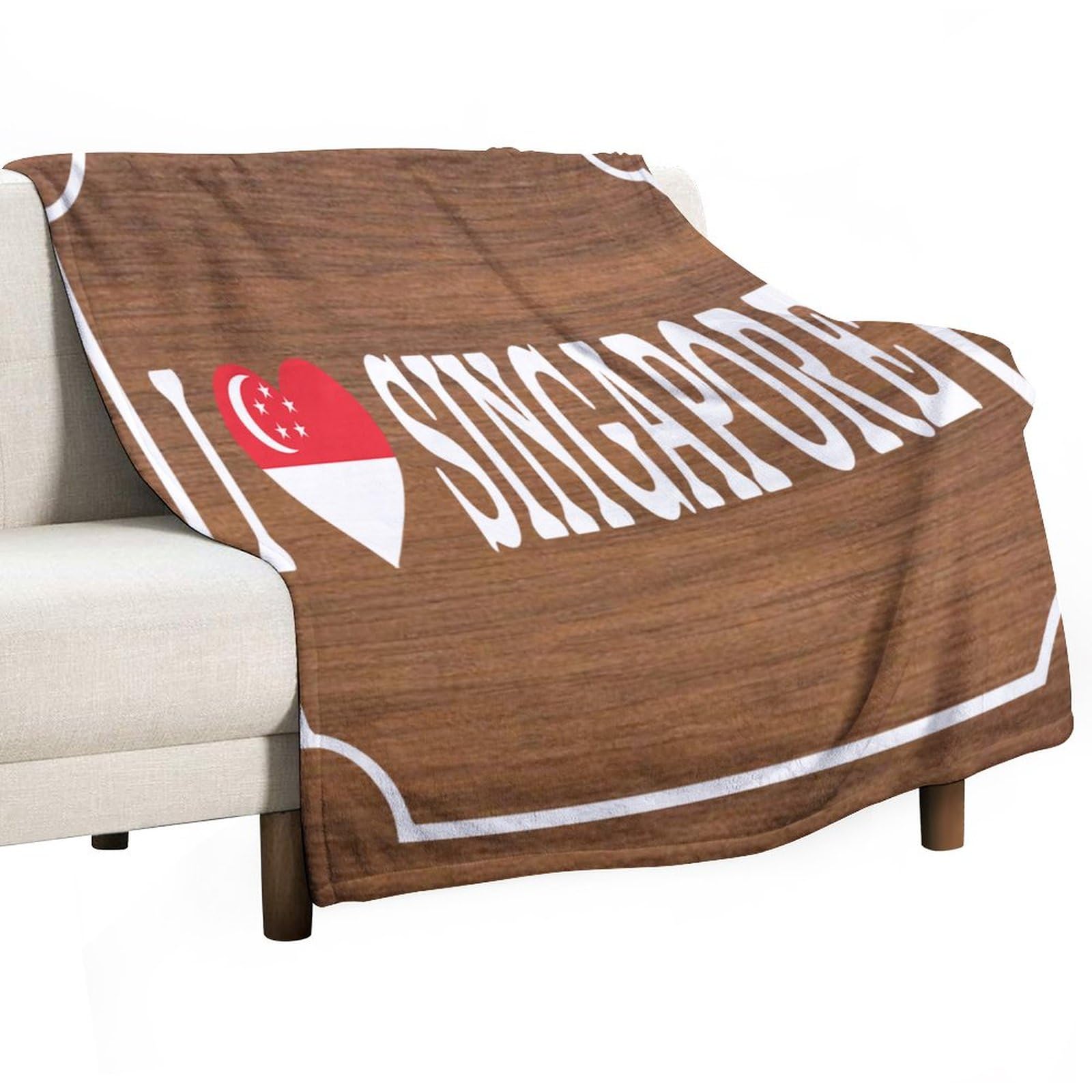 Plaid doux I Love Singapore couverture flanelle pour canapé et lit