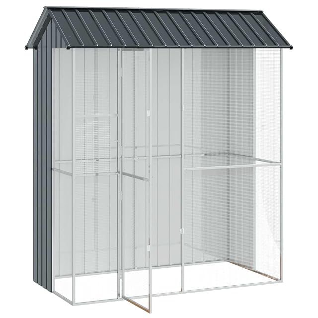 Foto 8 de 8 de vidaXL Jaula para Aves Antracita 215 x 110 x 247 cm Acero Galvanizado