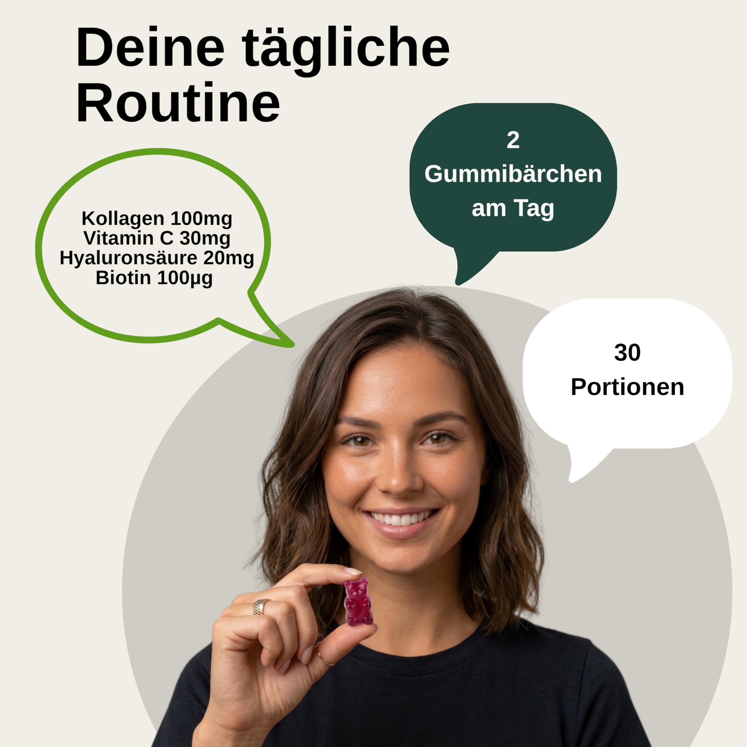 Vita Elements Beauty Kollagen Gummies - 60 Stück - Mit Biotin, Vitamin C & Glutathion - Glutenfrei - Ohne künstliche Zusätze - Laborgeprüft (3)