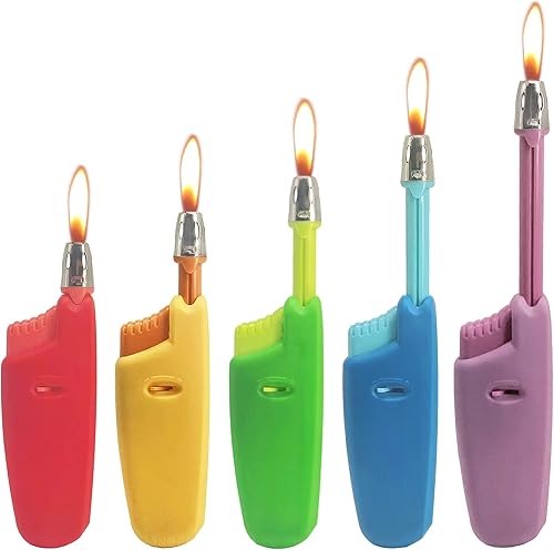 Navpeak Encendedor de velas de cuello largo ajustables, encendedor de gas butano, encendedor de plástico recargable, encendedor de cocina (paquete