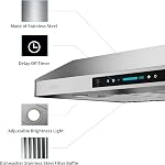IKTCH 30 Inch Under Cabinet Range Hood with 900-CFM, 4 Speed Gesture Sensing&Touch Control Panel, Stainless Steel Kitchen Vent with 2 Pcs Baffle Filters(IKC01-30)