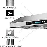 Vista 5 de IKTCH Campana extractora para debajo del gabinete de 30 pulgadas con 900 CFM, panel de control táctil y detección de gestos de 4 velocidades