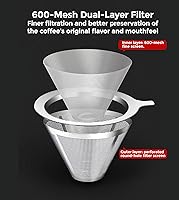 Vista 7 de AGOGO Pour Over Coffee Maker Glass - 6/8/10 Cup Barista Kit with 304 Stainless Filter for Home, Office, Camping, Cafes - Easy Clean Coffee Dripper