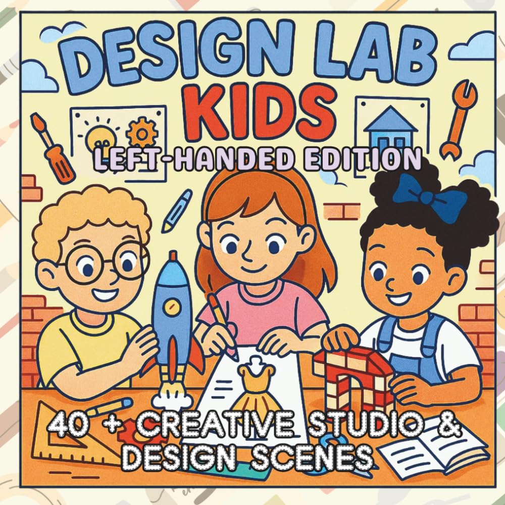 Design Lab Kids Left-Handed Edition: Creative Engineering, Fashion & Imagination — A STEM-Inspired Coloring Book for Kids Who Love Building, Drawing, ... (STEM Learning Coloring Books for Kids)