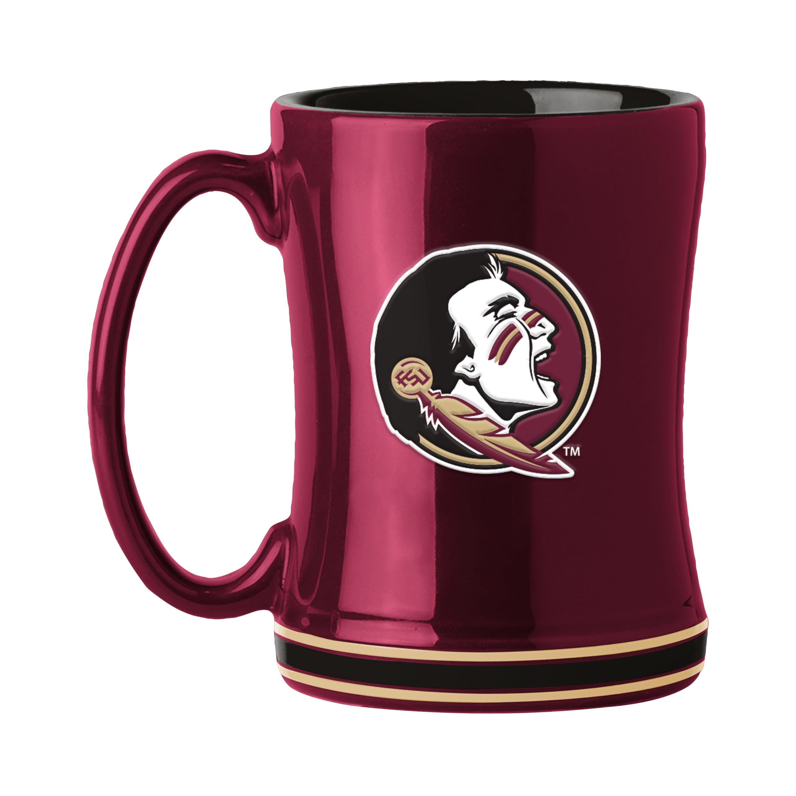 Logo Brands NCAA Florida State Seminoles 14oz Ceramic Relief Mug with Team Logo and Elongated Handle