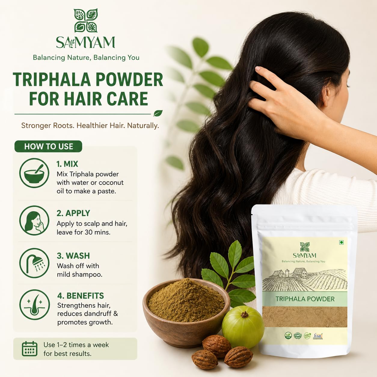 Samyam Triphala Powder, confezione da 500 g | per la digestione e la salute dell'intestino