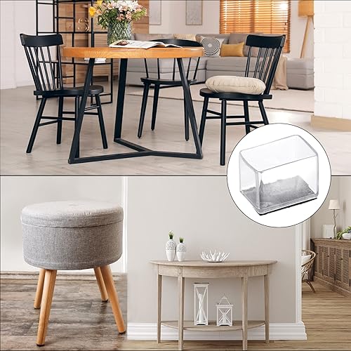 Miniatura 7 de uxcell Protectores de suelo para patas de silla, 12 piezas rectangulares de PVC y fieltro para patas de silla para suelos de madera dura, blanco