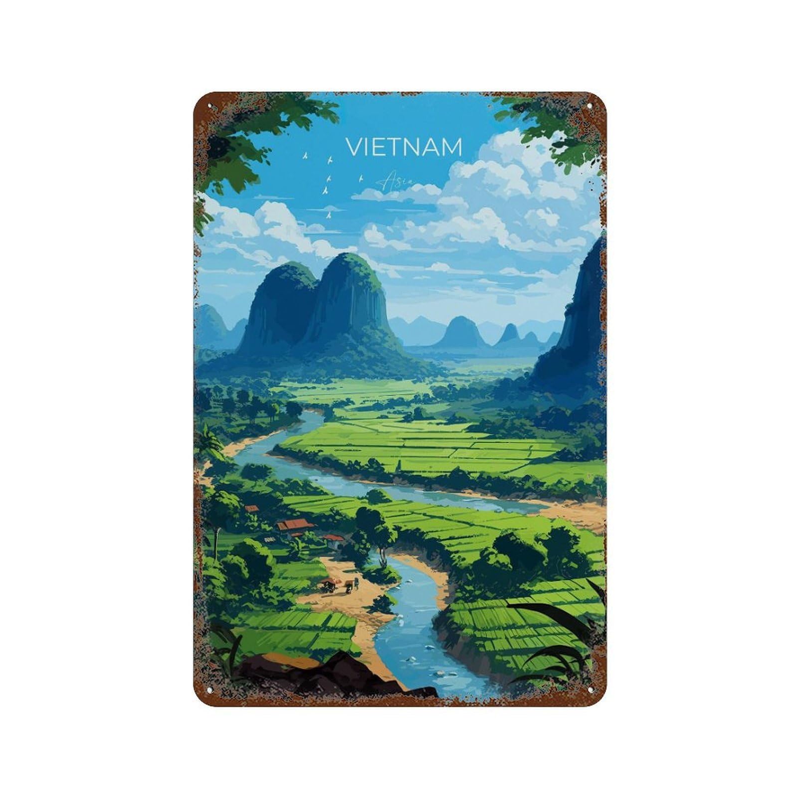 xiaoxiaoshen Vietnam Travel of Asia Gift Wall Decor Art Metal Tin Poster Modern Home Decor Art Home Bar Shop Decorations Vintage Sign 30x20cm