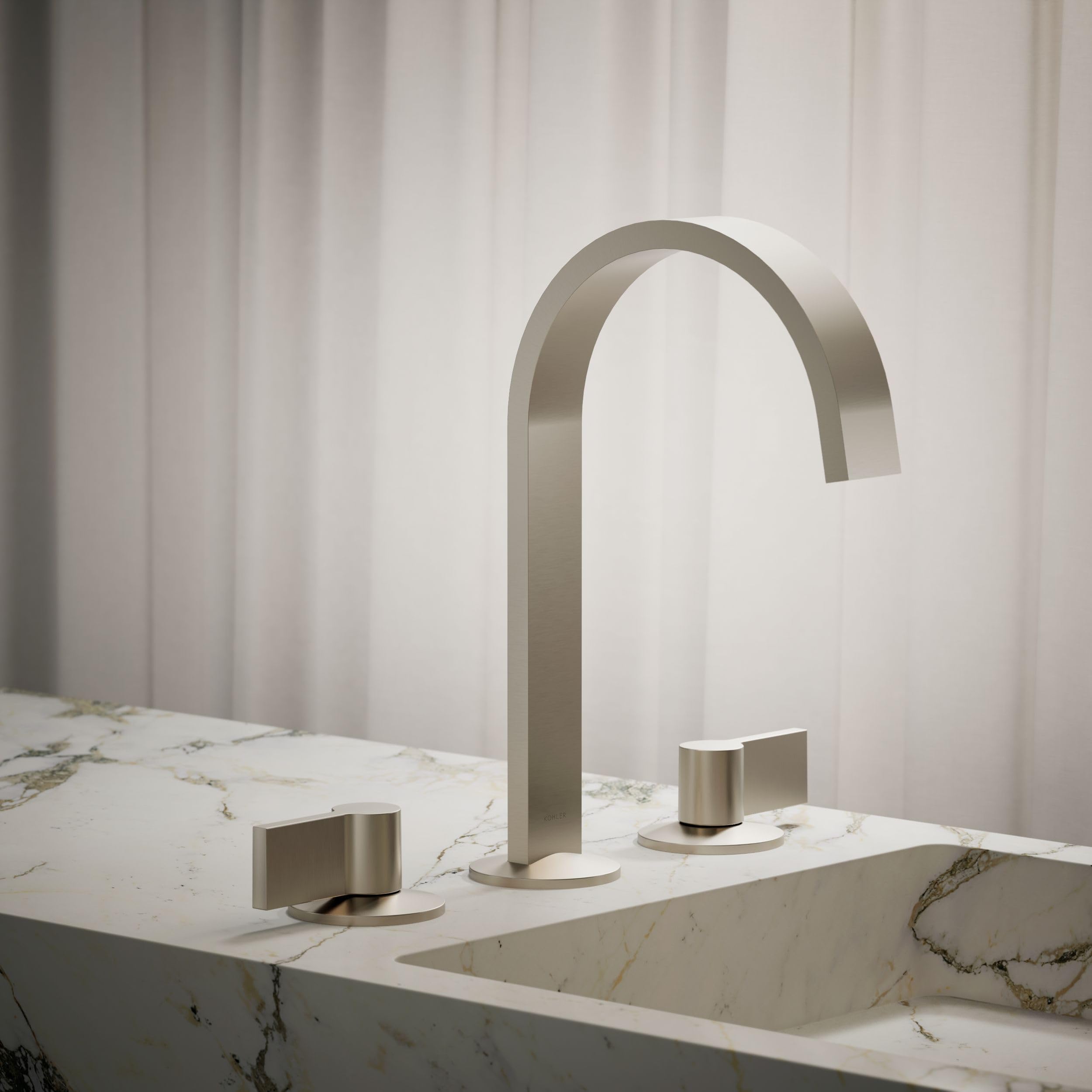 Amazon | Kohler K-77968-BN コンポーネント バスルームシンク蛇口