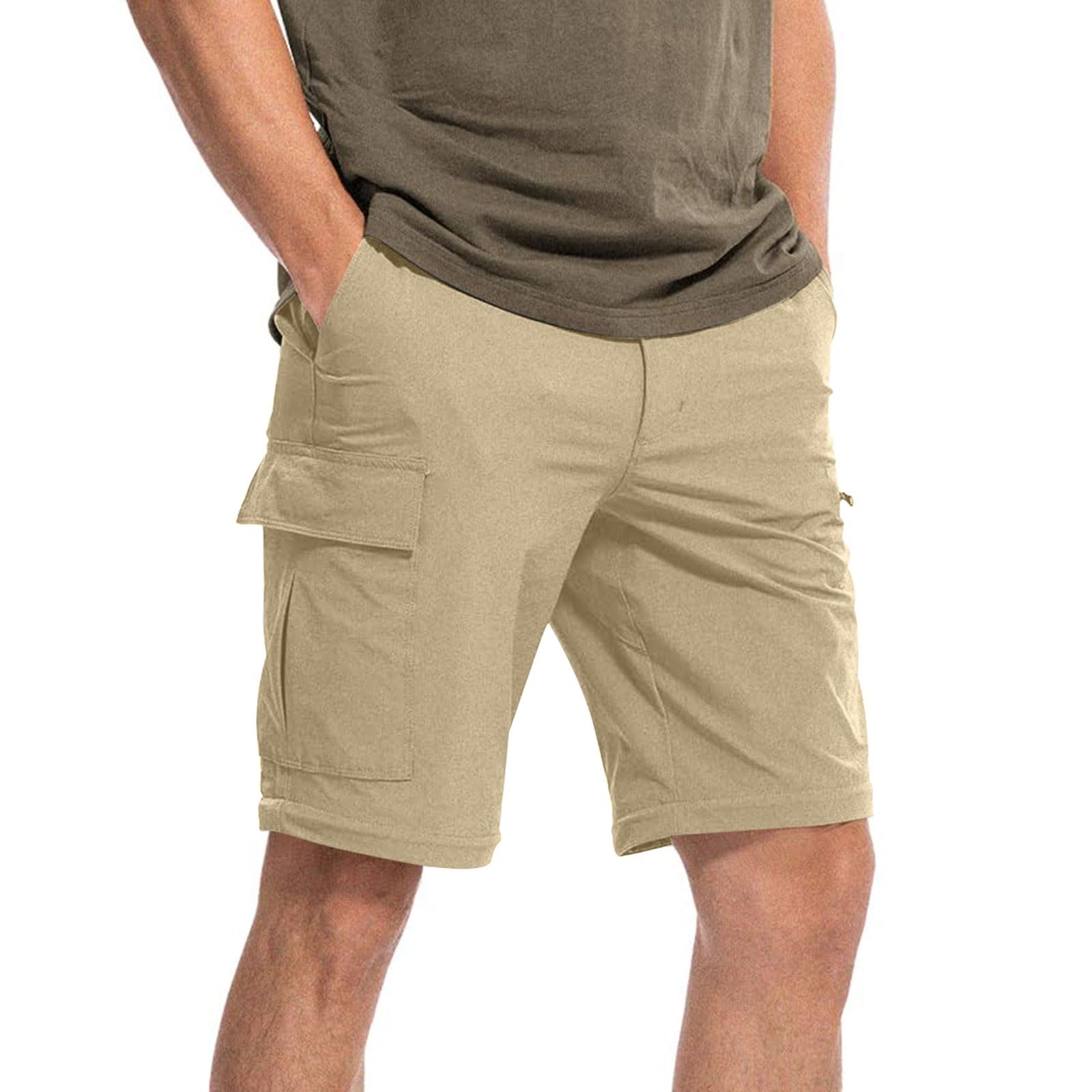 Pantalones de senderismo con cremallera para hombre, convertibles, elásticos, para exteriores, ligeros, para trabajo, viajes, pesca, jardinería, caminar, con múltiples bolsillos, ropa táctica de