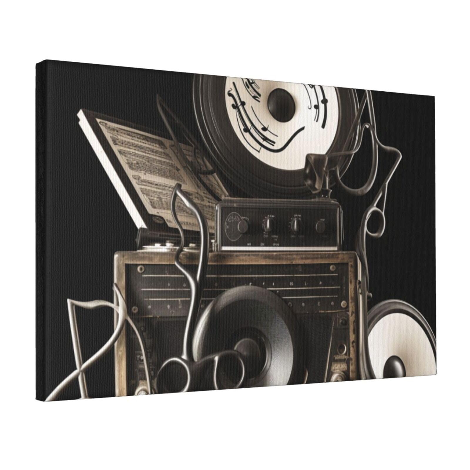 YKLJG Music art Printed Wall Art Canvas Prints 45x30 CM Wooden Framed Picture Painting Artwork for Bedroom Kitchen Home Office Decor