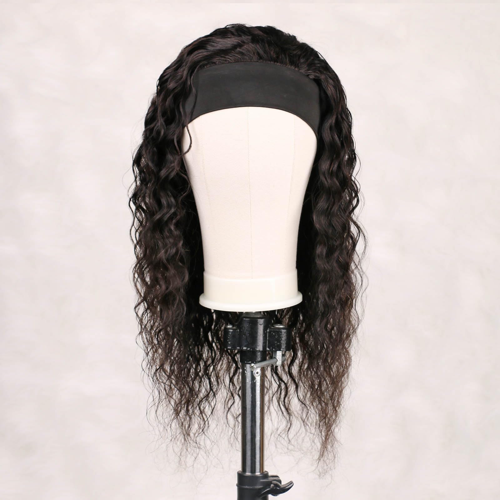 Headband Wigs Human Hair for Black Women Water Wave Human Hair Wig 20 inch Glueless wig with headband attached Curly None Lace Front Wigs 9A Brazilian Remy Hair - Image 3