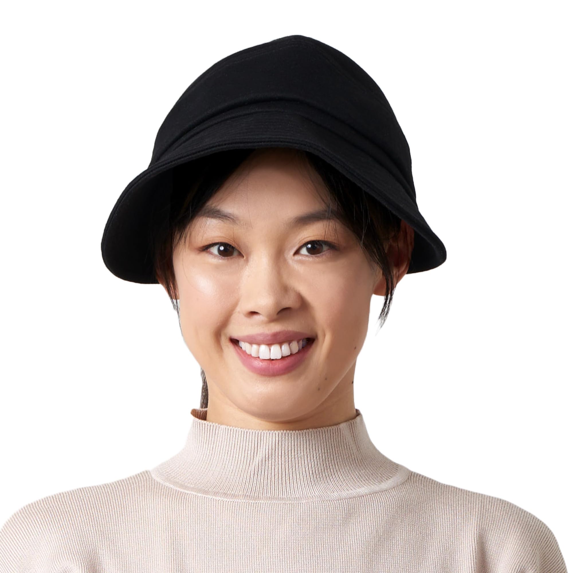 Charm Women's Black Sun Hat Sun Visor Cap - Folding Sun Hat Wide Brim Hats Ponytail Uv Protection Beach Hat Foldable