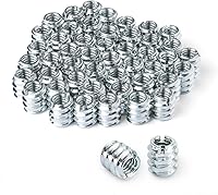 Vista 1 de POWERTEC Insertos de tuerca de 50 1/4'-20 Adecuado para madera dura y madera blanda, carpintería y muebles Longitud de 0.469 in (QTI1002)