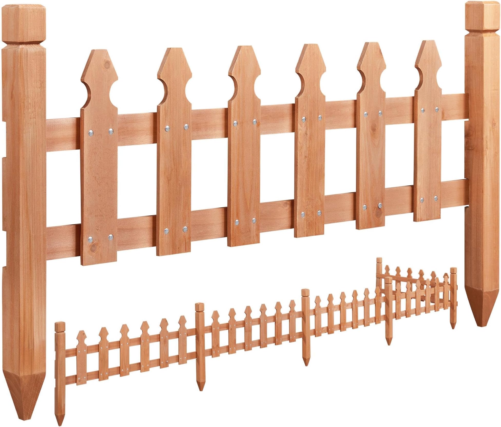 Topeakmart Wood Picket Garden Fence Edging Fencing Garden Yard Border Edging Panels Posts Flower Plants Pool Fences-177.5 in