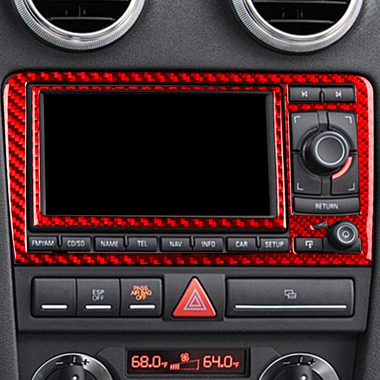 A3 S3 8P 2006 2007 Compatible with Car Interior Self Adhesive Dashboard Carbon Fiber Red Sticker A25 (Navigation Panel)