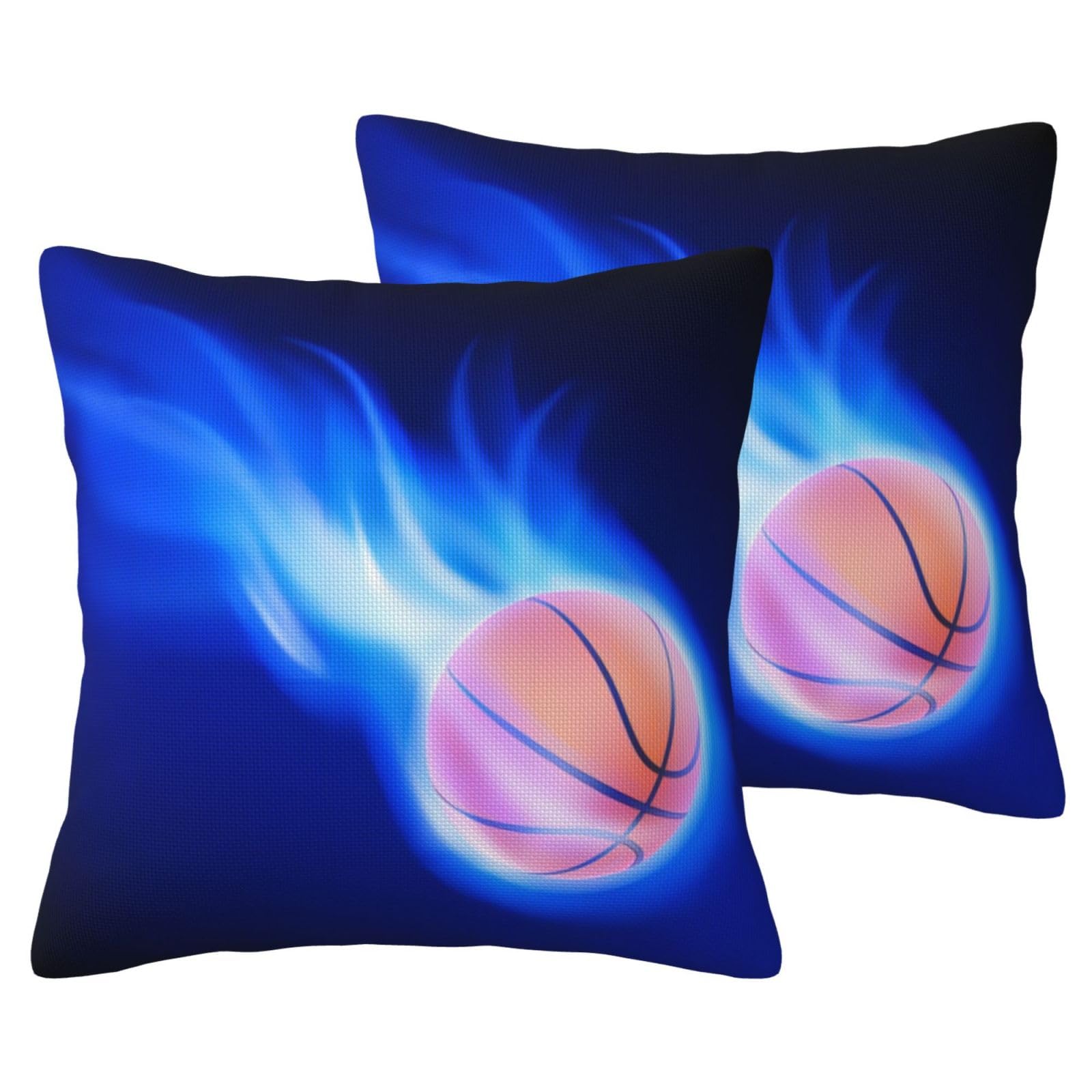 Housse de coussin bleu basket en lin imitation pour decoration de chambre lot de 2