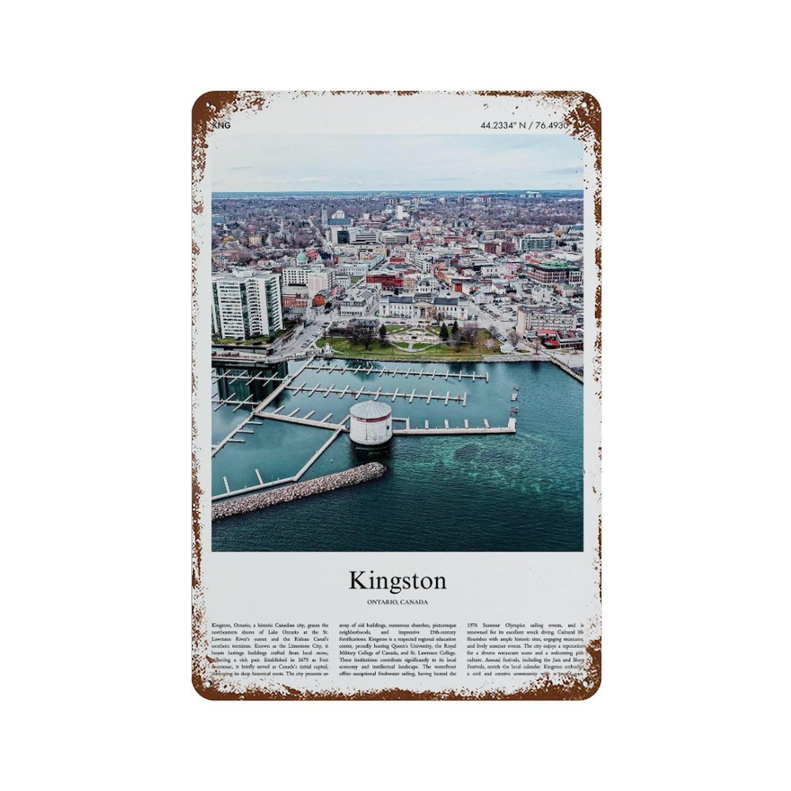 xiaoxiaoshen Kingston Ontario, Canada City Scenery Wall Decor Art Metal Tin Poster Modern Home Decor Art Home Bar Shop Decorations Vintage Sign 30x20cm