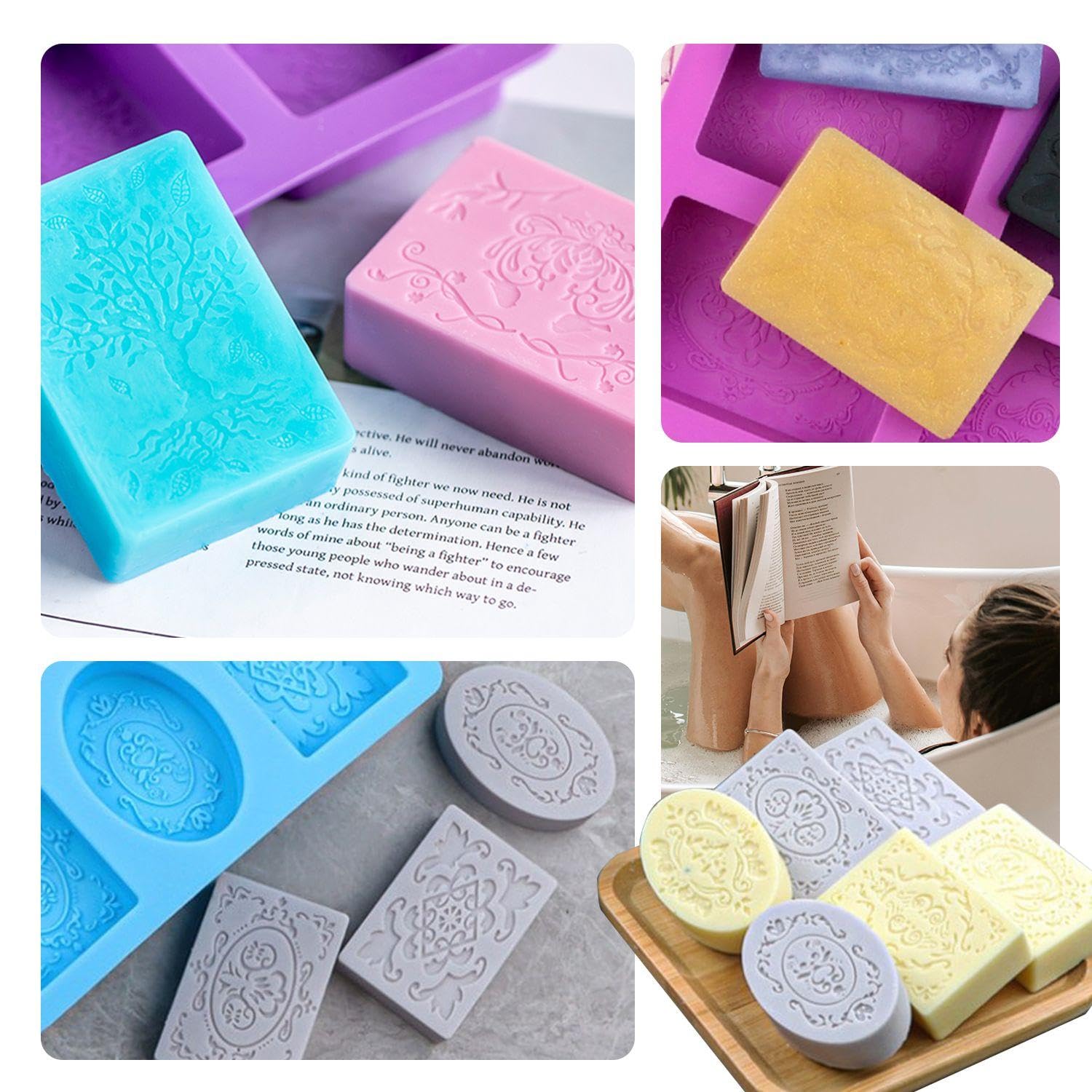 Paquete De 2 Moldes De Silicona Estampados, Moldes Multifuncionales, Moldes para Hornear, Se Pueden Utilizar para Hacer Jabón, Aromaterapia, Pasteles