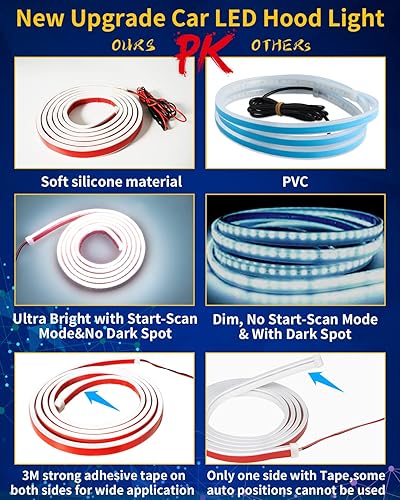 Miniatura 3 de Tira de luz exterior para capó de automóvil tira LED DRL de 12 V luces brillantes impermeables flexibles actualizadas de 70 pulgadas con función de