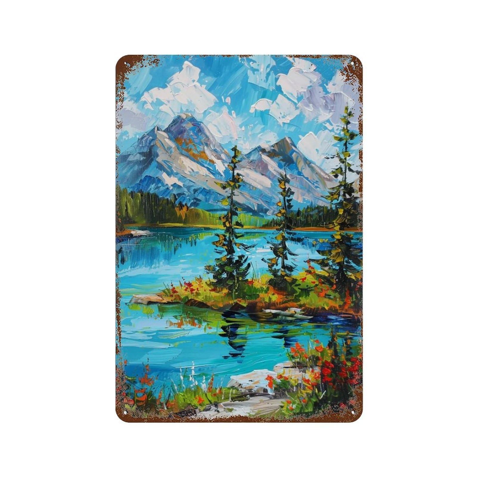 HDURYEYRYY Wildflower Alpine Lake 01 Wall Retro Iron Vintage Art Metal Tin Sign Poster Modern Home Cofffee Club Art Bar Shop Decor Style 30x20cm