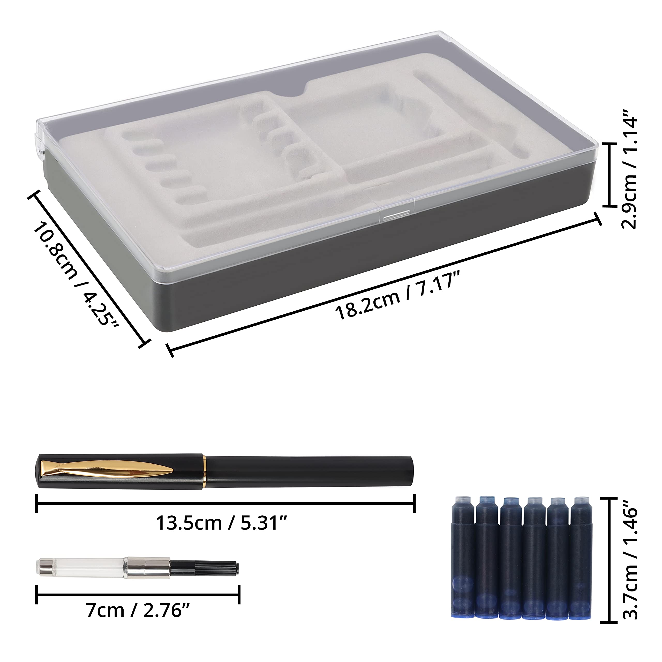 12 Stück Schwarze Einweg-Füllfederhalter – Mit Schwarzer Tinte, F-Feder 0,1 Cm, Für Schreiben, Zeichnen & Kalligraphie