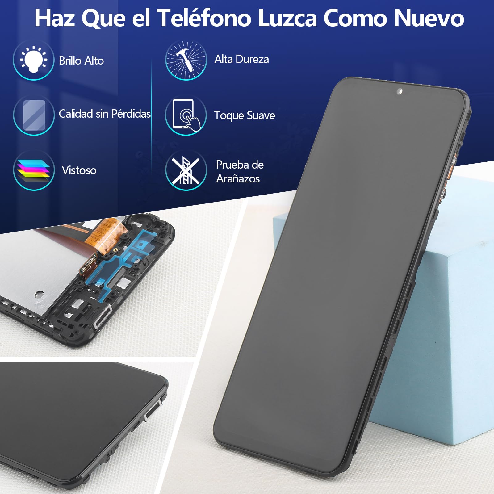 RongZy Pantalla para Samsung Galaxy M13 M135F Pantalla Táctil LCD Kit de Pantalla de Repuesto Ensamblaje Digitalizador de Reemplazo con Herramientas(Neqro con Marco)