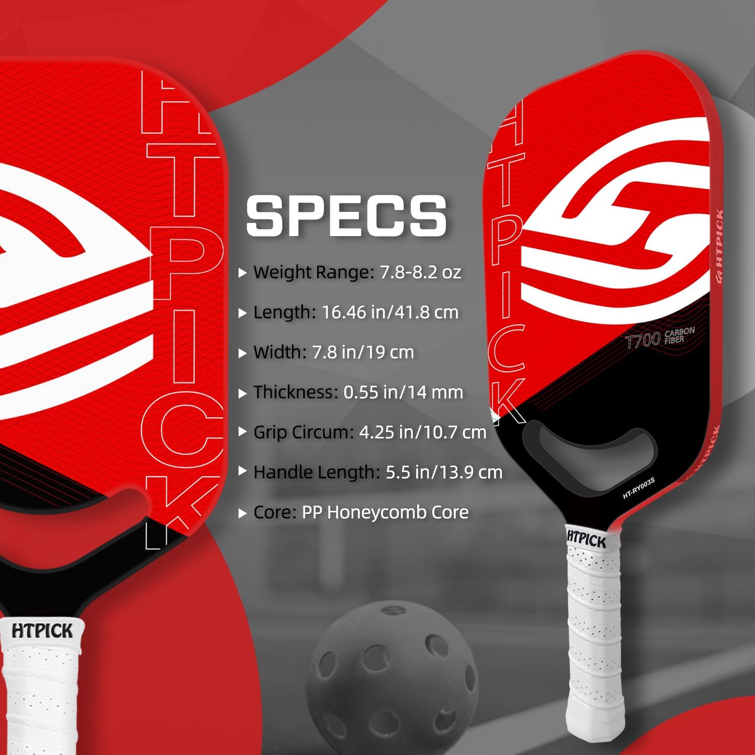 Pickleball Paddles | T700 Carbon Fiber Pickleball Paddle with Aero Throat | Hot-Press Moulding | 16mm Polymer Core | Specifically Engineered for Swing Speed and Manoeuvrability