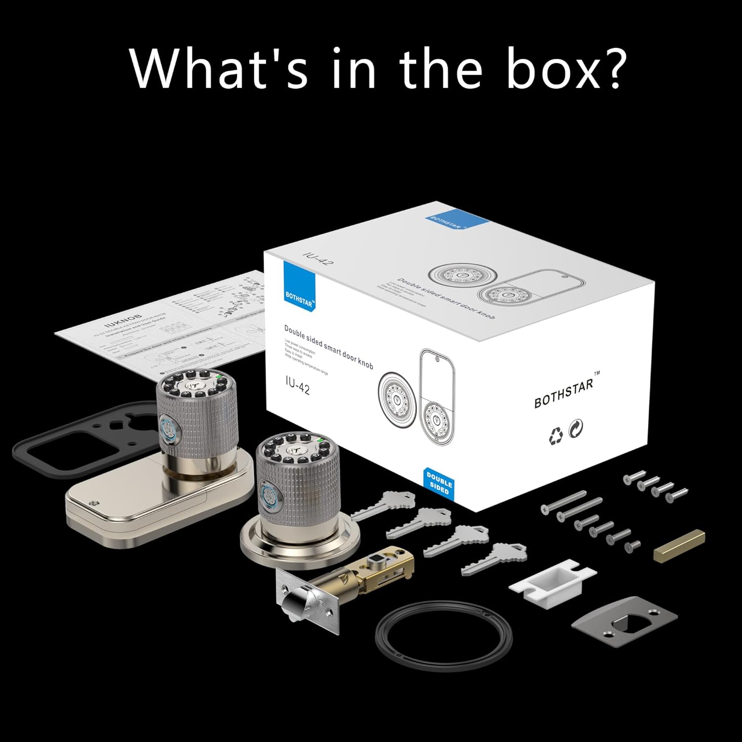 Contents of the BOTHSTAR Smart Door Knob package