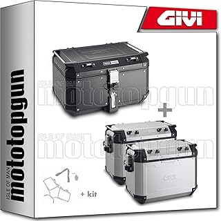 GIVI TOPCASE TREKKER OUTBACK OBKN58B + TRAGER + SEITENKOFFER TREKKER OUTBACK OBKN48APACK2 + STAHLROHR-SEITENTRAEGER KOMPAT...
