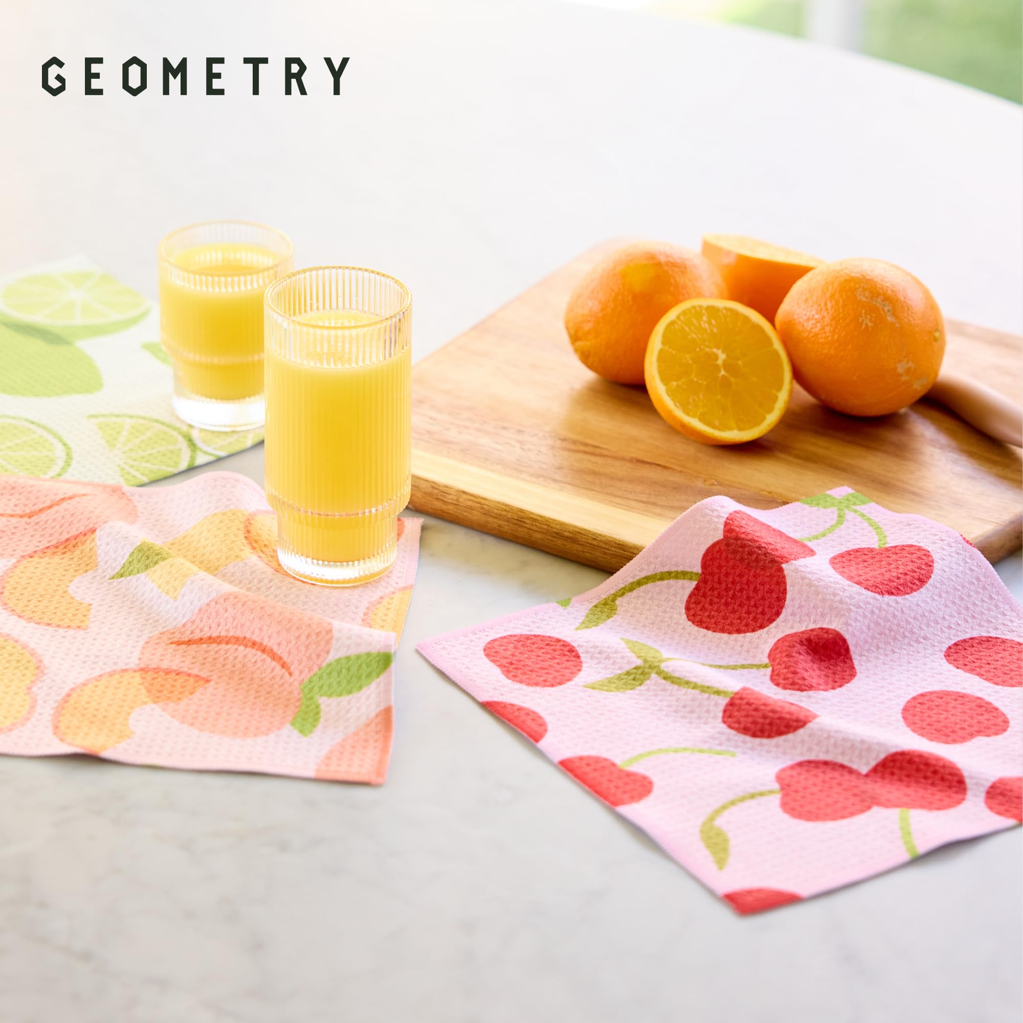 Geometry Paños de Cocina – Colección Primavera y Verano – Paños de Cocina Premium con Tejido geográfico – Toallas de Cocina absorbentes y de Secado rápido – Sweet Spring, 10 x 10 Pulgadas – 3 Piezas