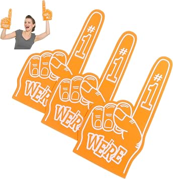 3 Pcs Giant Foam Finger 18.11 Inch Number 1 Universal Foam Hand Cheerleading Foam Fingers for Celebration Pom Poms, Sports Events Games School Business