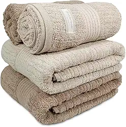 Jogo De Banho Gigante Buddemeyer - Toalha Banhão Fio Penteado Canelado - 100% Algodão - Kit 4 Peças (Bege 1979/1578)