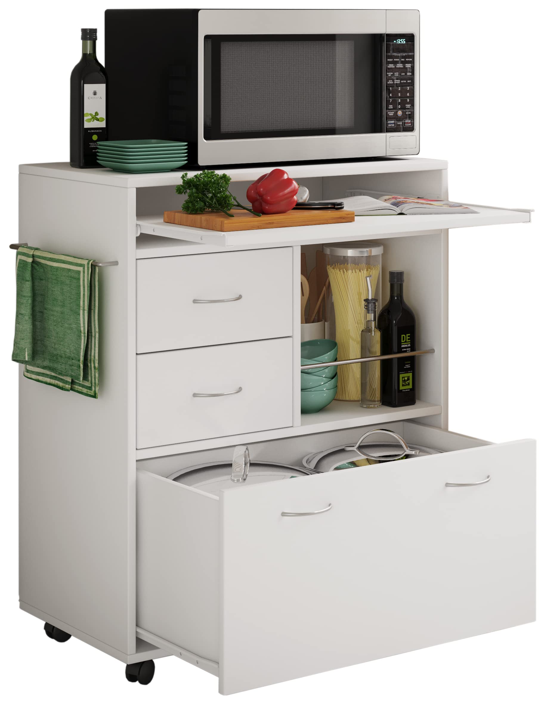 VCM Carro de Cocina de Madera Carro de Servicio Carro rodante Estante Ruedas Rodable Cajón Kicha Carro de Cocina de Madera Carro de Servicio Carro rodante Estante Ruedas Rodable Cajón Kicha
