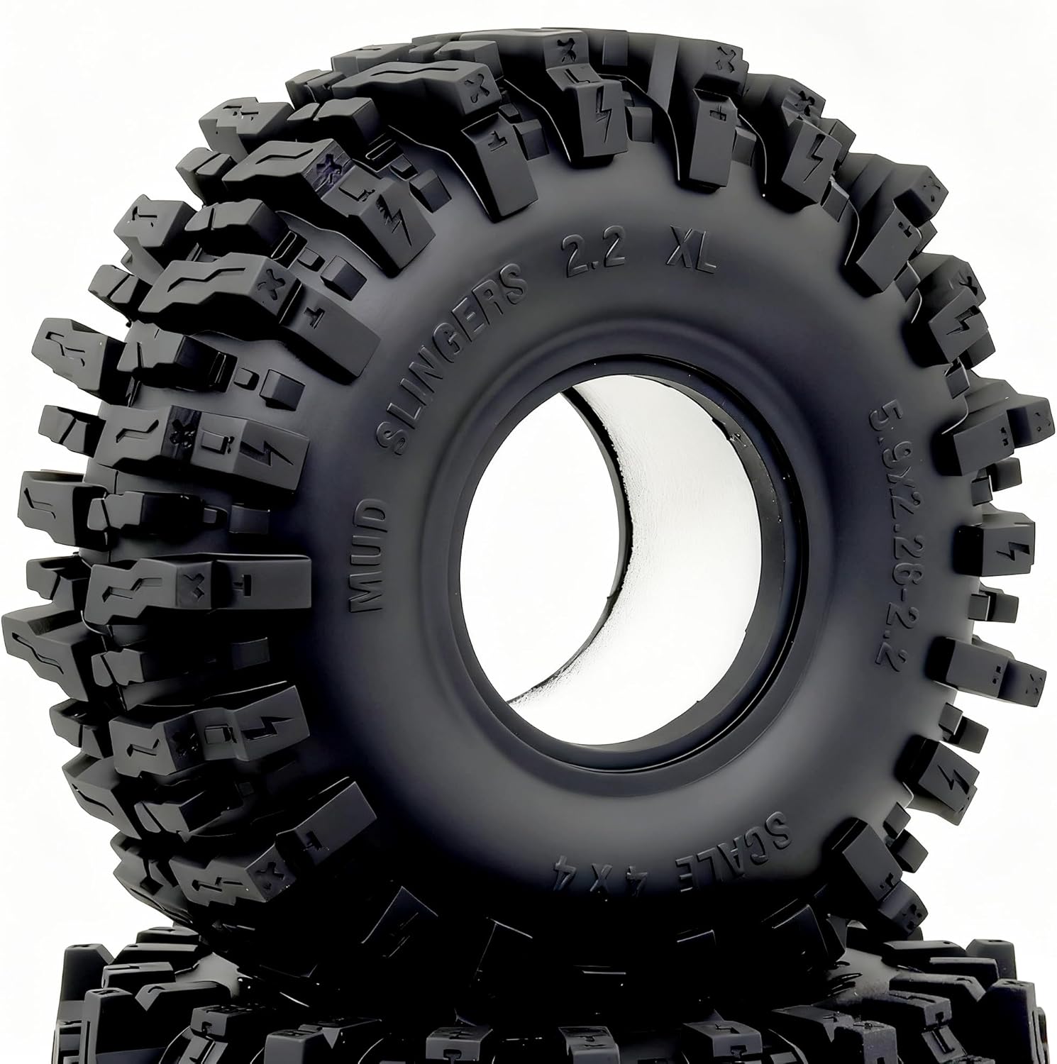 HOBBYSOUL 5.9'' Tall RC 2.2 Crawler Tires - Mud Slingers XL T8 2.2‘’ tire for 1/10 Scale RC Crawler Upgrades, HS701805