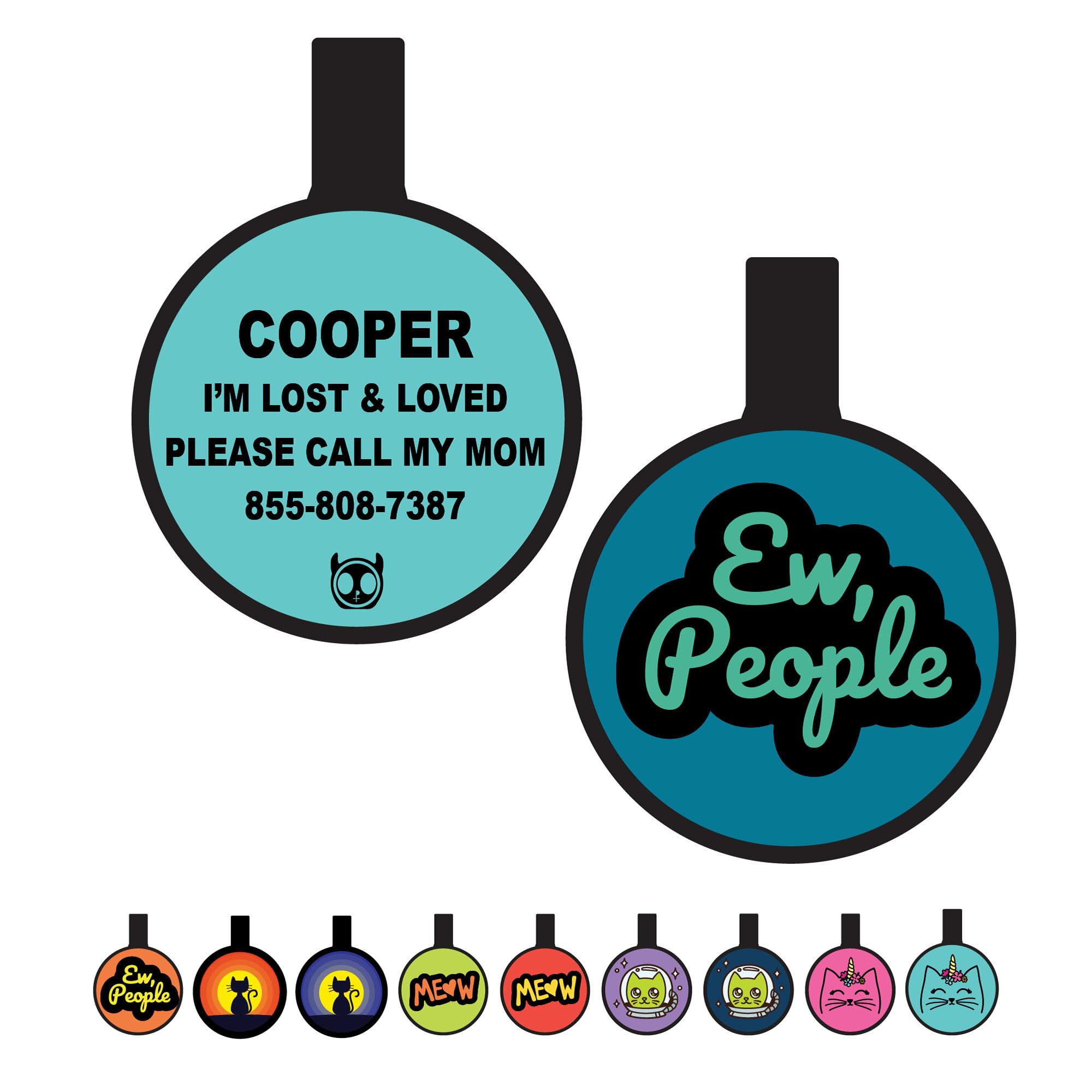 Silent Cat Tag Personalized with 4 Lines of Custom Deep Engraved Durable Soundless Silicone Cat ID Name Tag Ew Tiffany