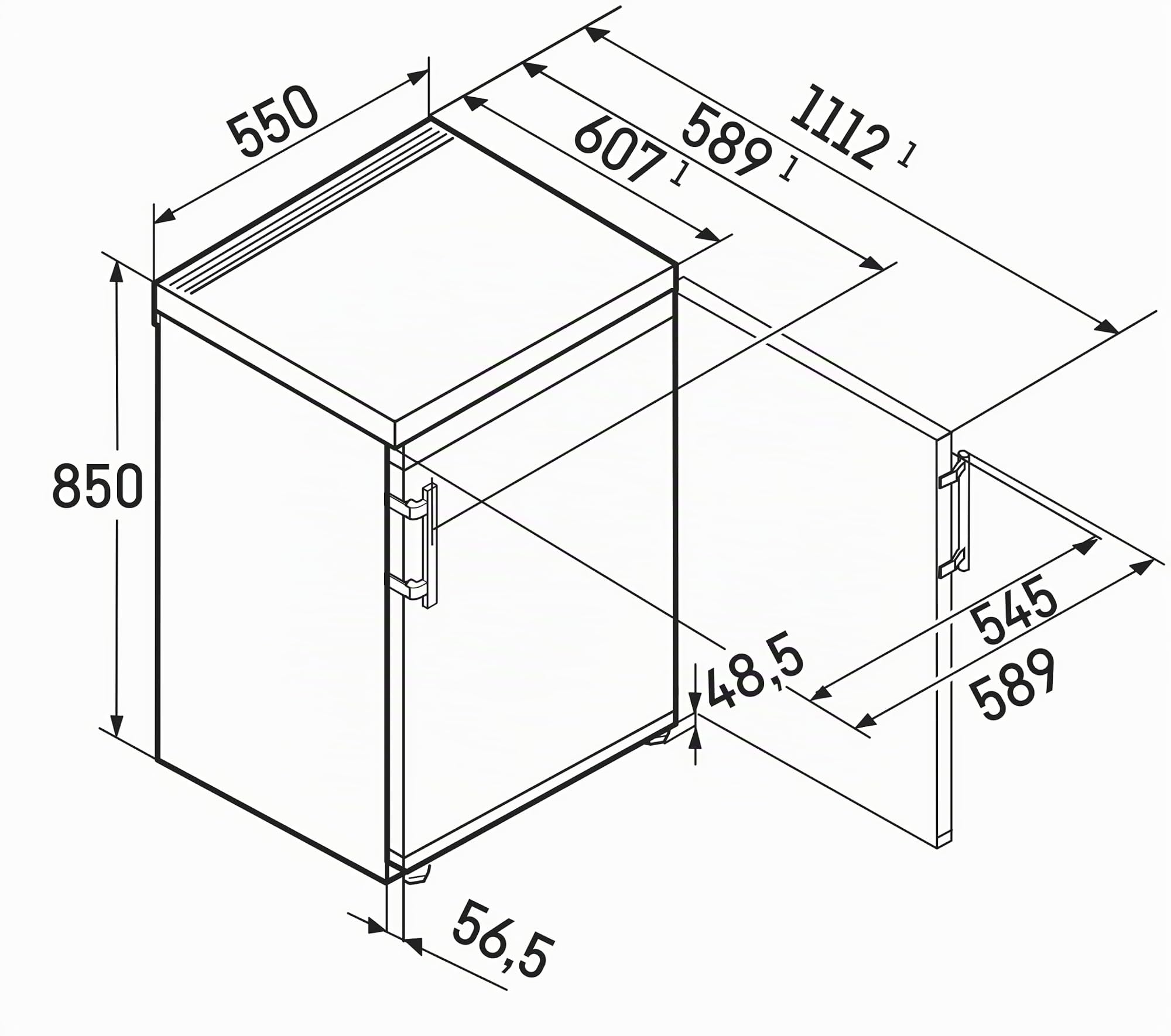 Liebherr Frigorífico Table-Top Encimera Re 1400 001 20 Blanco Door Derecha