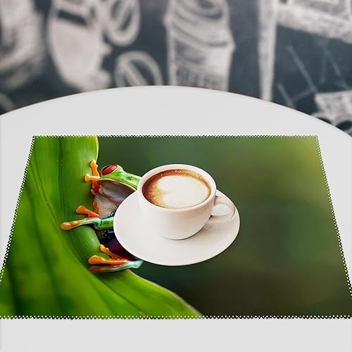 Miniatura 7 de Frog Red Eyed Tree Frog Placemats Set of 6 Resistant Table Mats Washable Place Mats for Dinner Party Table Decoration