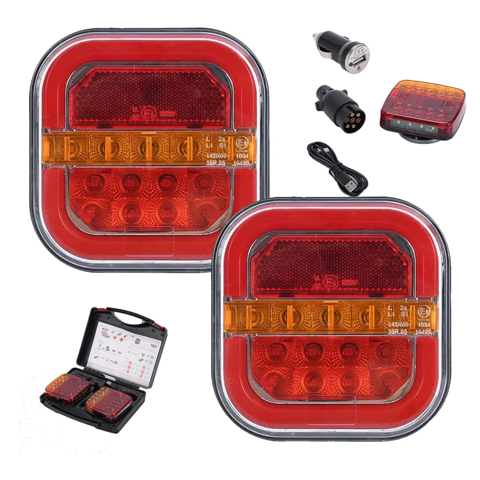 2025 Wireless Trailer Light Kit Rechargeable Trailer (with Strong Suction Cup Base) Magnetic Wireless Tail Light LED Light (1-set)