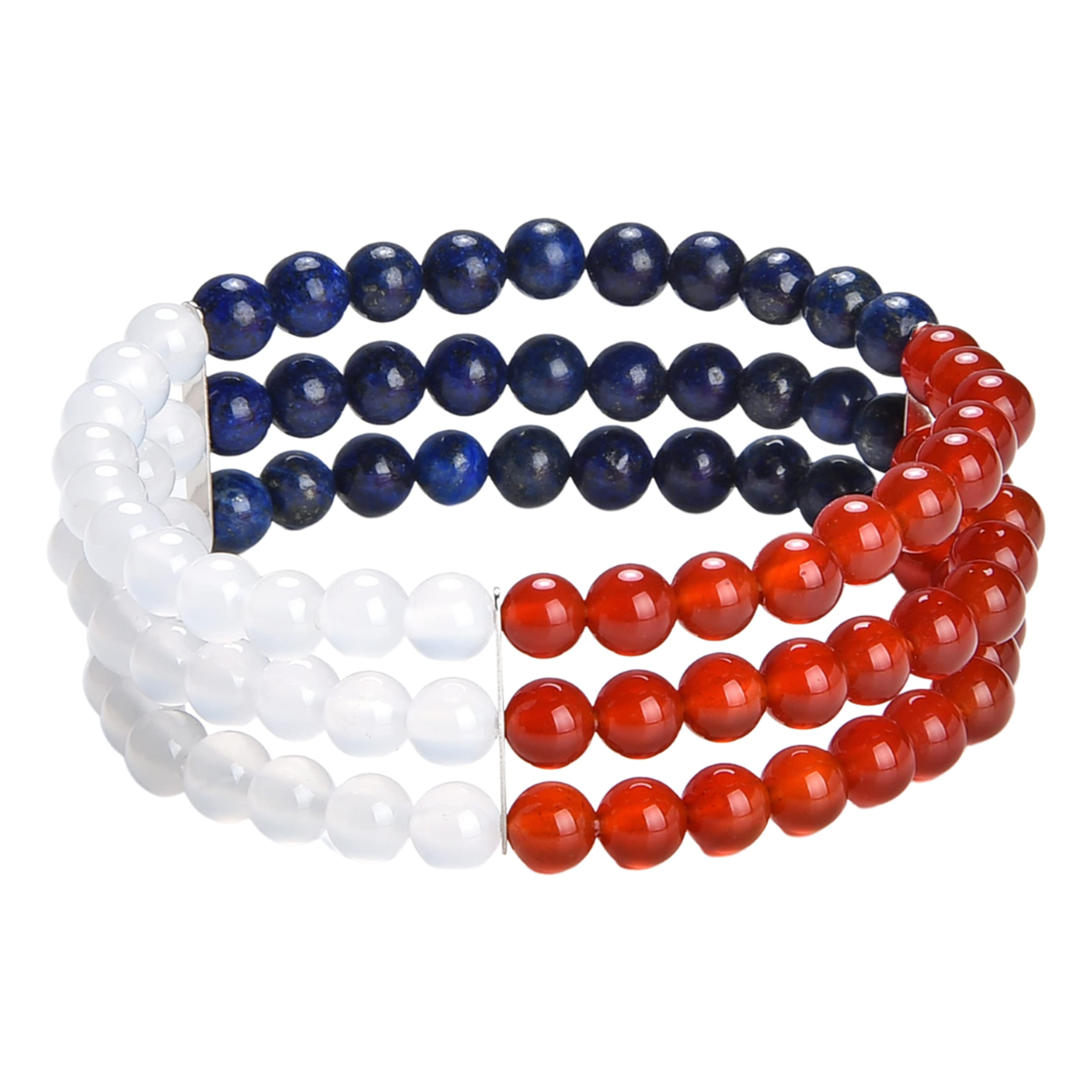 Unisex Multi Color Gemstone Stackable Bracelet Set of 3 Beaded Stretch Bracelets Gifts for Women Teens Men