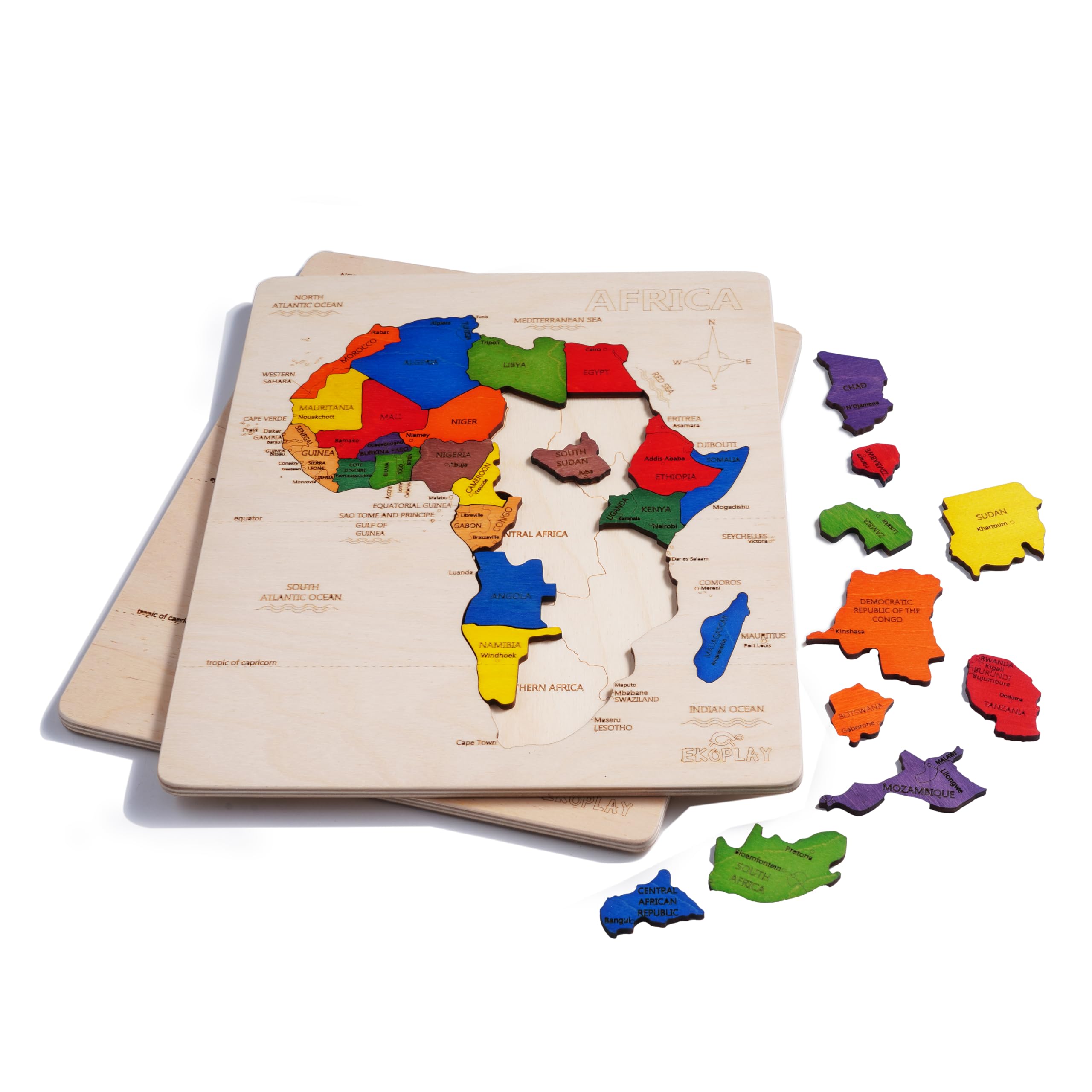 Amazon.com : EKOPLAY's Africa MAP Wooden Puzzle for Kids, 31 Piece