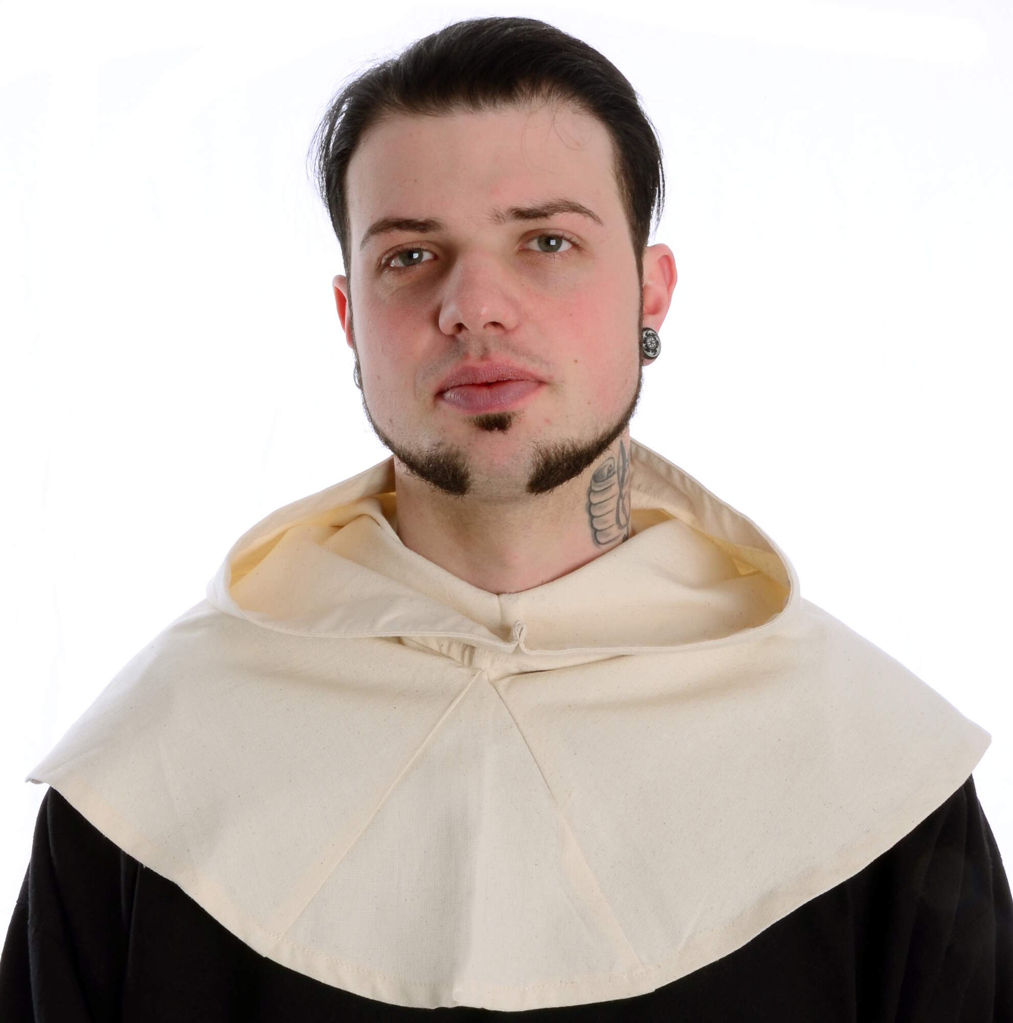 HEMAD Hood - Medieval-LARP Cotton Head Wear - Beige - Image 3