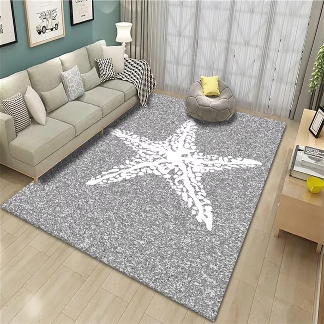 Tapis resistant a l'humidite motif pentagramme gris pour sol de chambre