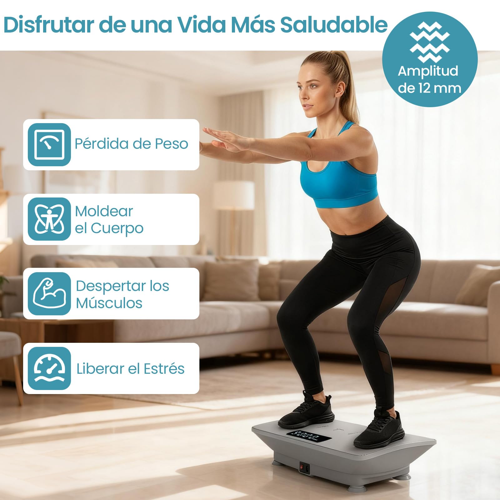 COSTWAY Plataforma Vibratoria Muscular, Plataforma Vibración con Sensor de Gravedad, 10 Intensidades Ajustables, Mando a Distancia, Bluetooth, Máquina de Entrenamiento para Hogar