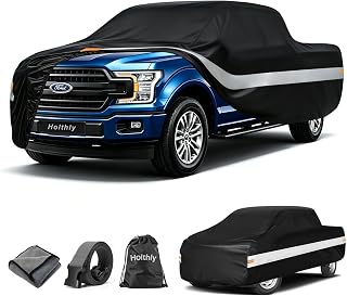 10 Layers Truck Cover Waterproof All Weather Custom Fit Ford F-150(1997-2026) Super Cab&SuperCrew Short Bed, Outdoor Full Exterior Pickup Car Cover Sun Rain Snow Ice Protection. Black