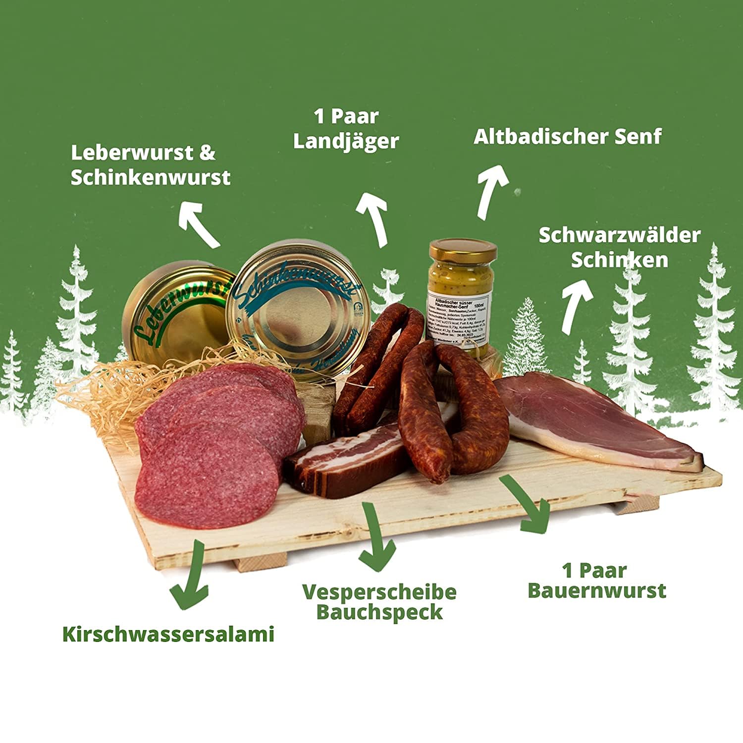 Schwarzwald Metzgerei Geschenkkorb 8-teiliger Präsentkorb mit Wurstspezialitäten