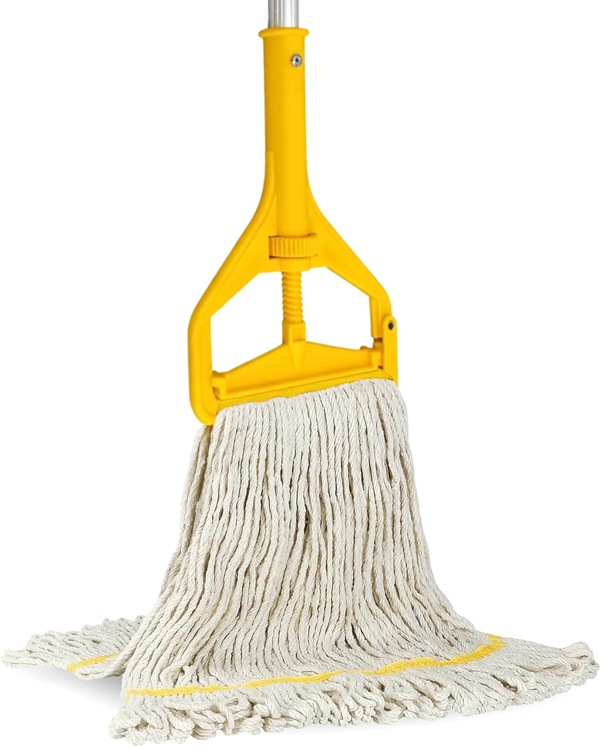 Nine Forty Industrial and Commercial-Grade Looped End Wet Mop - String Mop with 59" Aluminum Handle Length - Flip Grip Clamp - for Optimal Absorption and Durability - Yellow