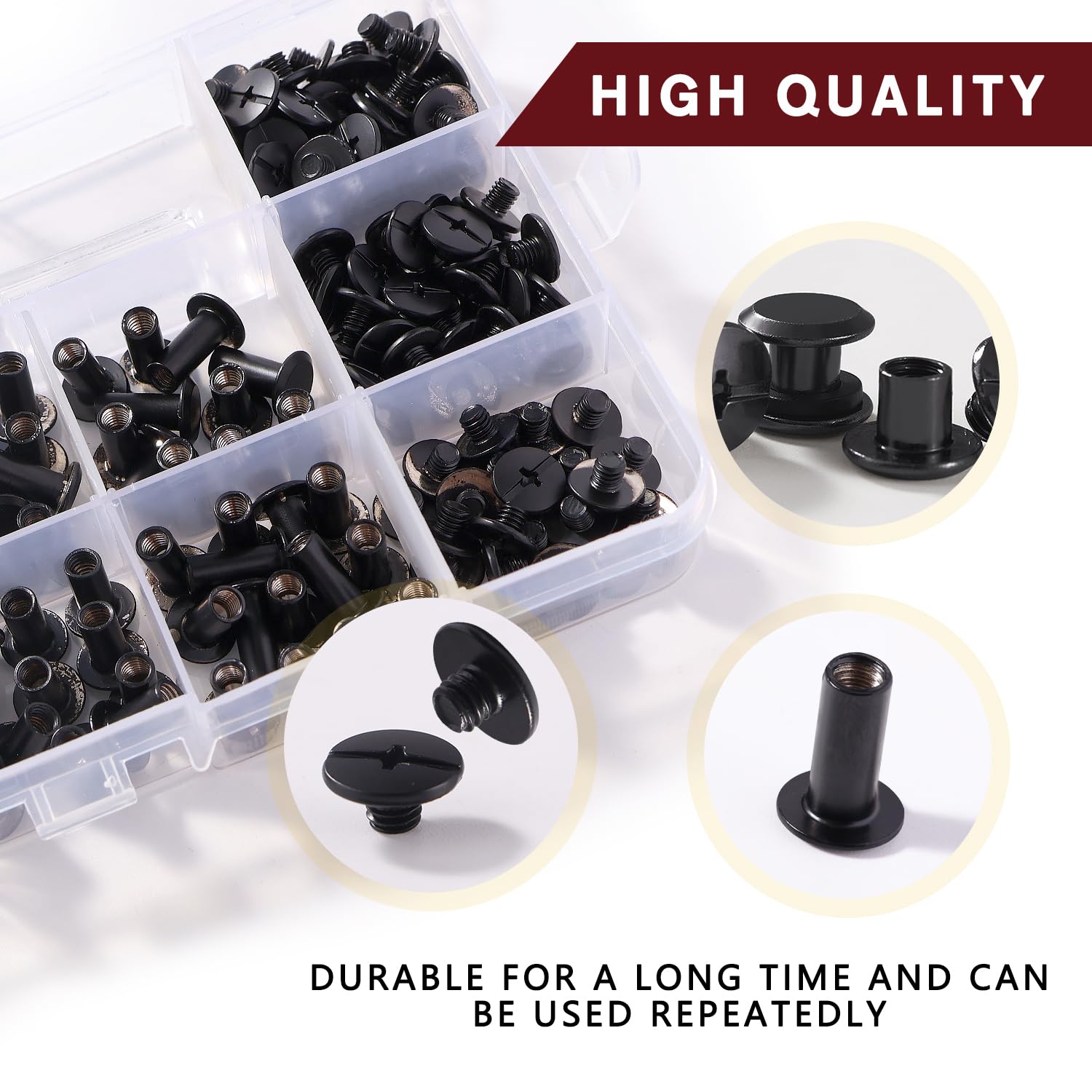 YIXISI 100 Set M5 x 5/8/10/12 mm Chicago Binding Screws Assorted Kit, 4 Sizes Book Binding Rivets Kit - Image 3